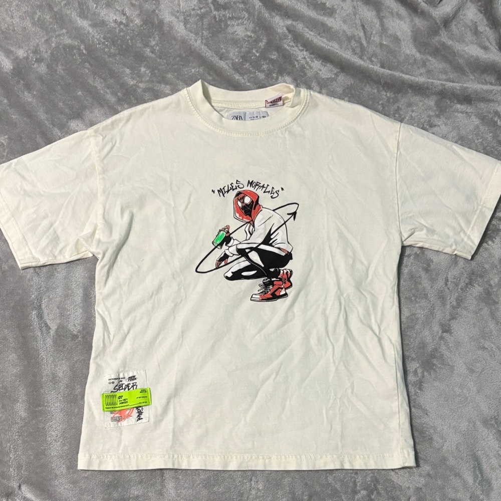 Zara White Graphic Miles Morales T-Shirt